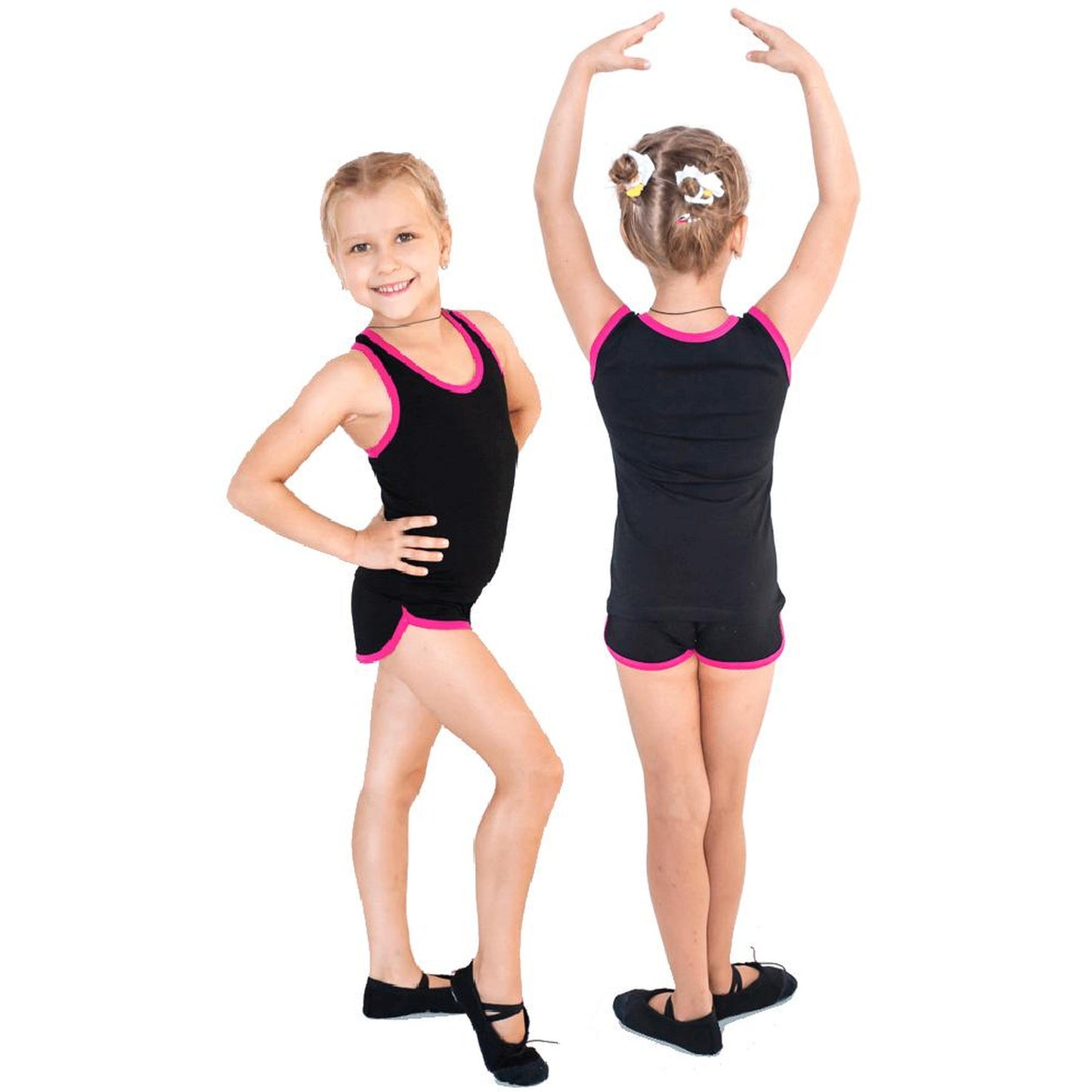 Shorts De Gymnastique Pour Filles Avec Bordure INDIGO Noir-Fuchsia