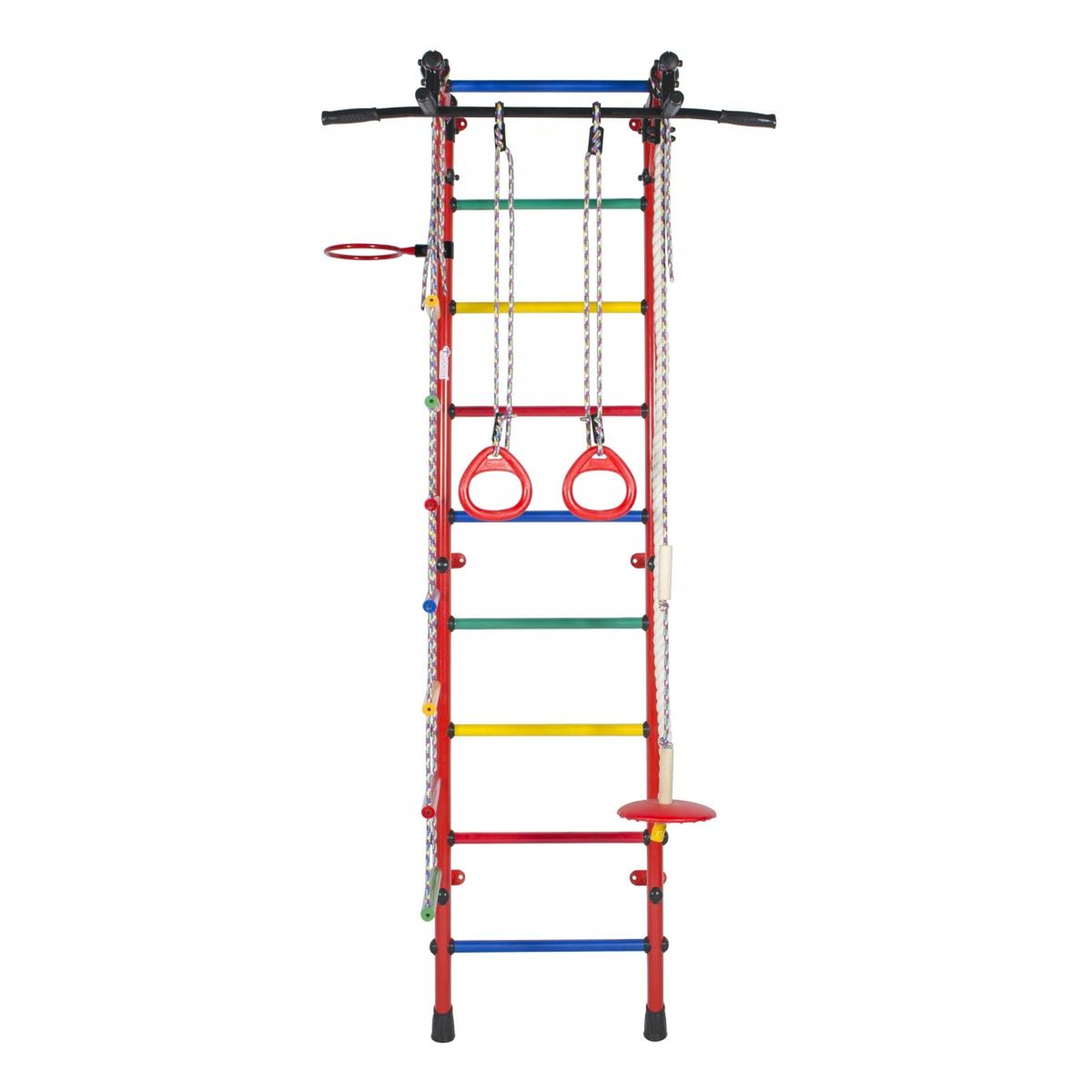 Gimnasio Infantil De Pared DRUNA Pastel2 - Con Espaldera, Anillas, Escalera Y Columpio, 217x75x52.5 Cm, Soporta Hasta 120 Kg