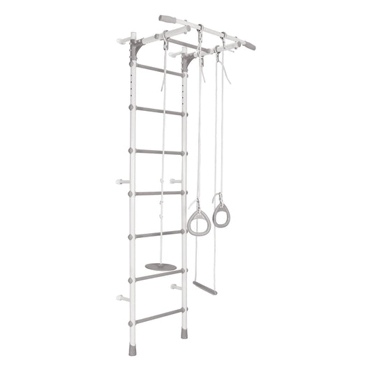 Gimnasio Infantil de Pared con Espaldera, Anillas, Bungee y Columpio VAINILLA 217*64*58 cm