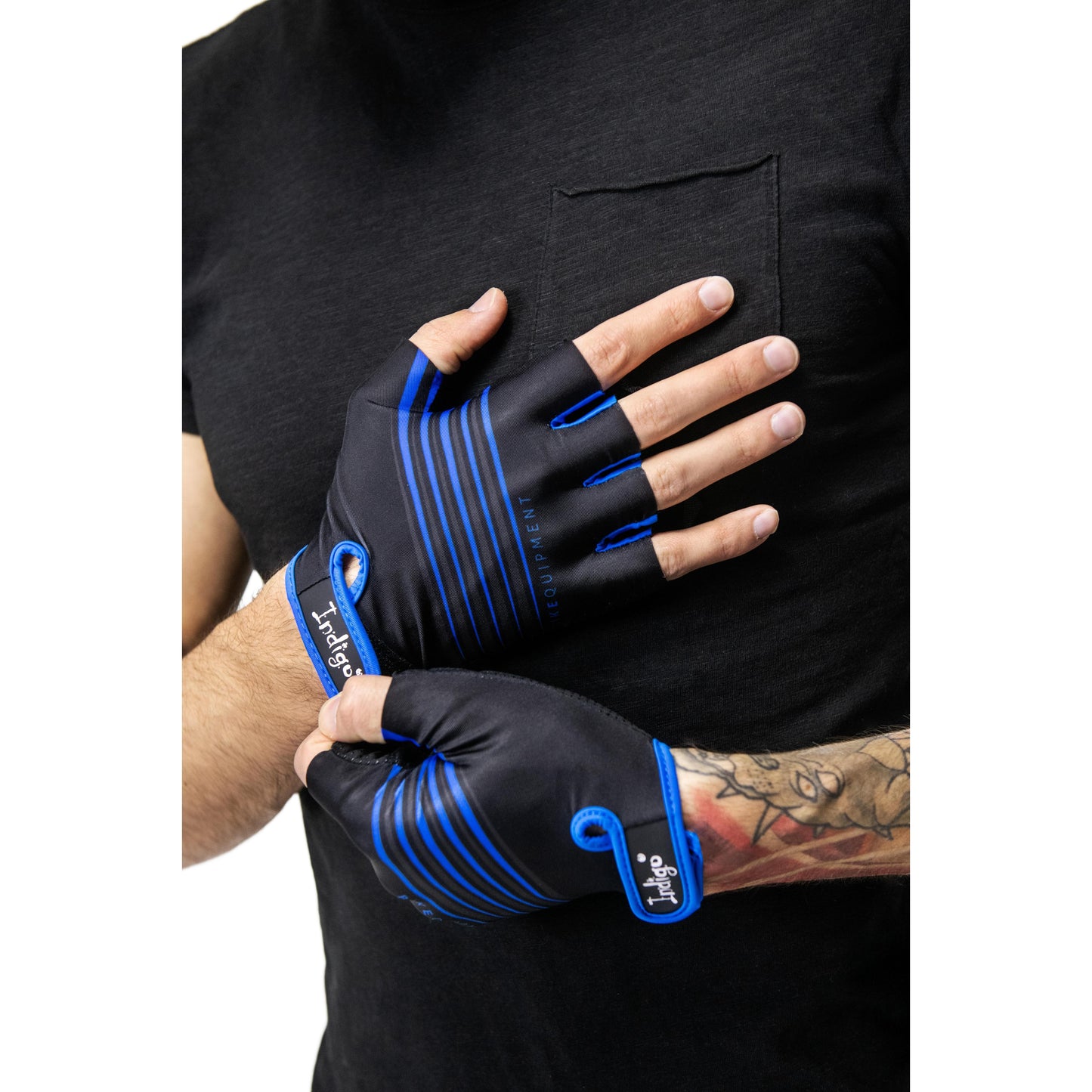 Luvas Ciclismo e Fitness Masculinas INDIGO Preto-Azul