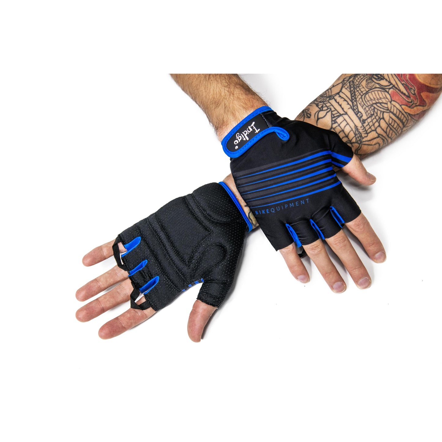 Luvas Ciclismo e Fitness Masculinas INDIGO Preto-Azul