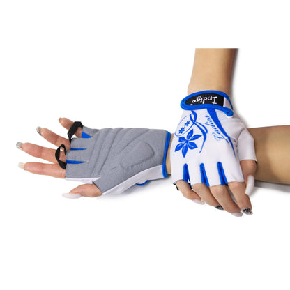 Guantes Ciclismo Mujer INDIGO Blanco-Azul