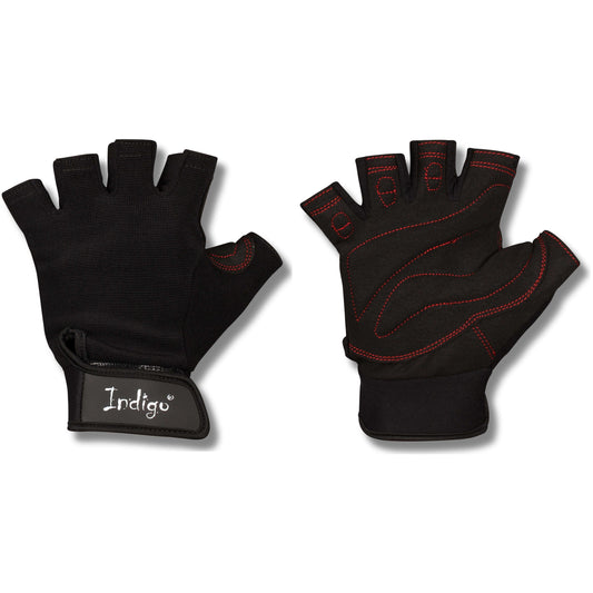 Guantes Fitness con Ajuste de Ante Elastano y Neopreno para Hombre INDIGO Negro