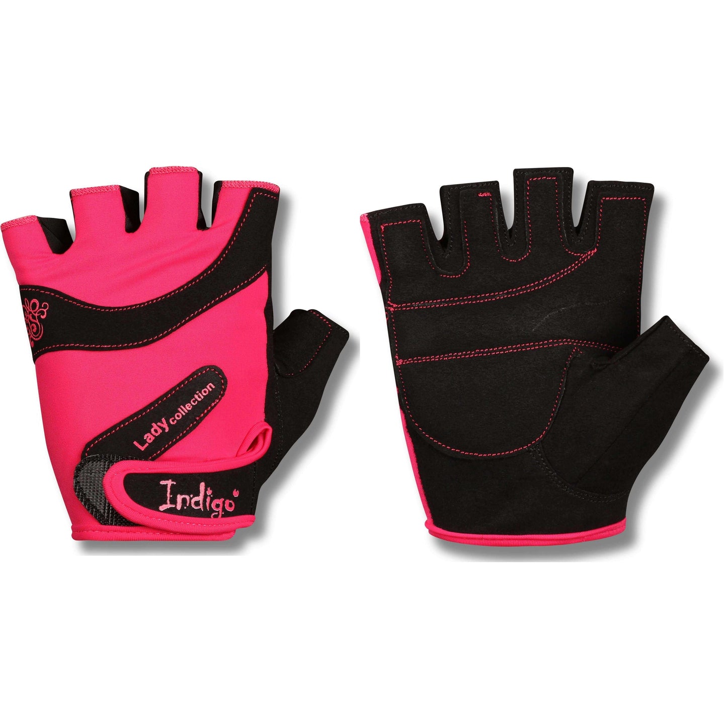 Guantes Fitness de Elastano para Mujer INDIGO Rosa-Negro