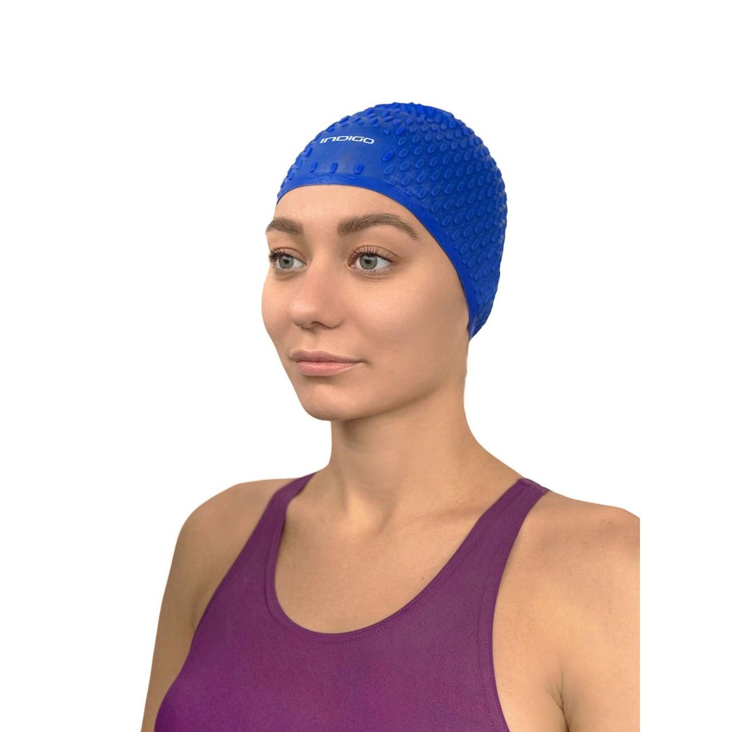 Gorro de Natación Estriado para Cabellos Largos INDIGO