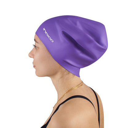 Gorro de Natación Silicona para Cabellos Largos Extra Grande INDIGO