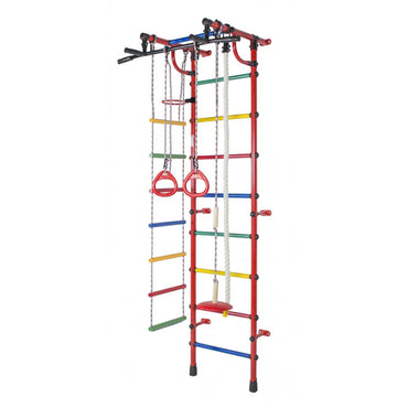 Ginásio de Parede Infantil com Encosto, Barra Pull-up, Argolas, Escada e Baloiço GAMMA 230*64*52 cm