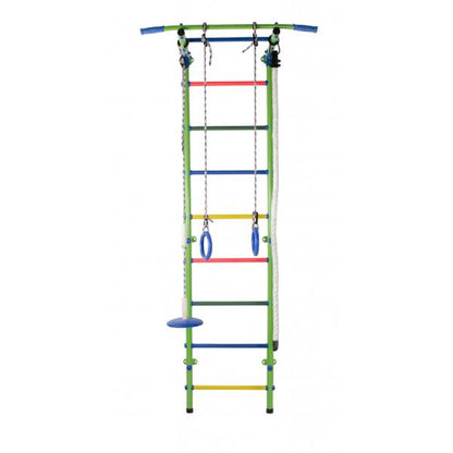 Ginásio de Parede Infantil com Encosto, Argolas e Baloiço START1 217*63*5,25 cm Azul Claro-Arco-Íris