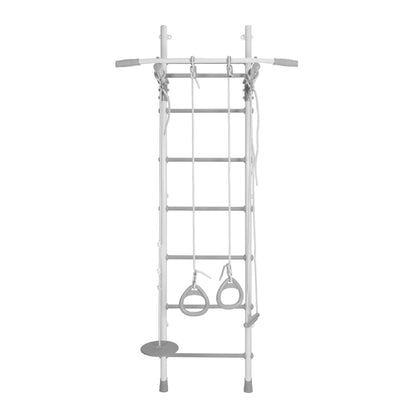 Gimnasio Infantil de Pared con Espaldera, Anillas, Bungee y Columpio VAINILLA 217*64*58 cm